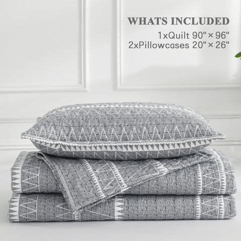 Andency bed set coordinates with gray tones for versatile styling.