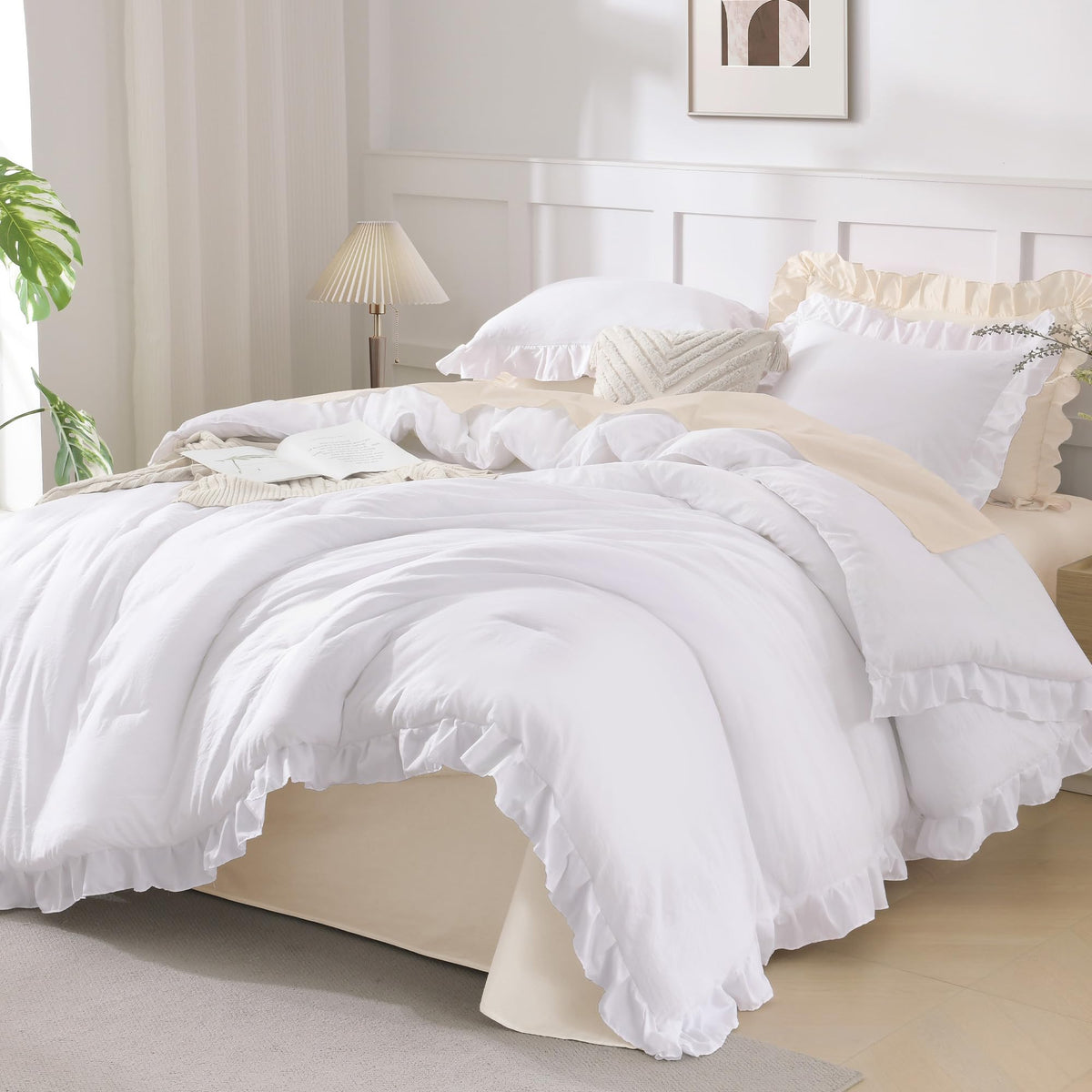 Andency ruffled comforter full size with soft texture and cozy look