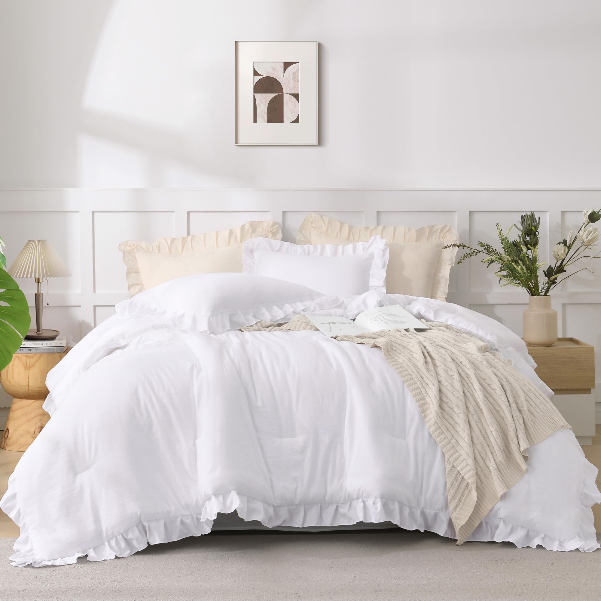 Andency ruffled comforter queen size for elegant bed styling