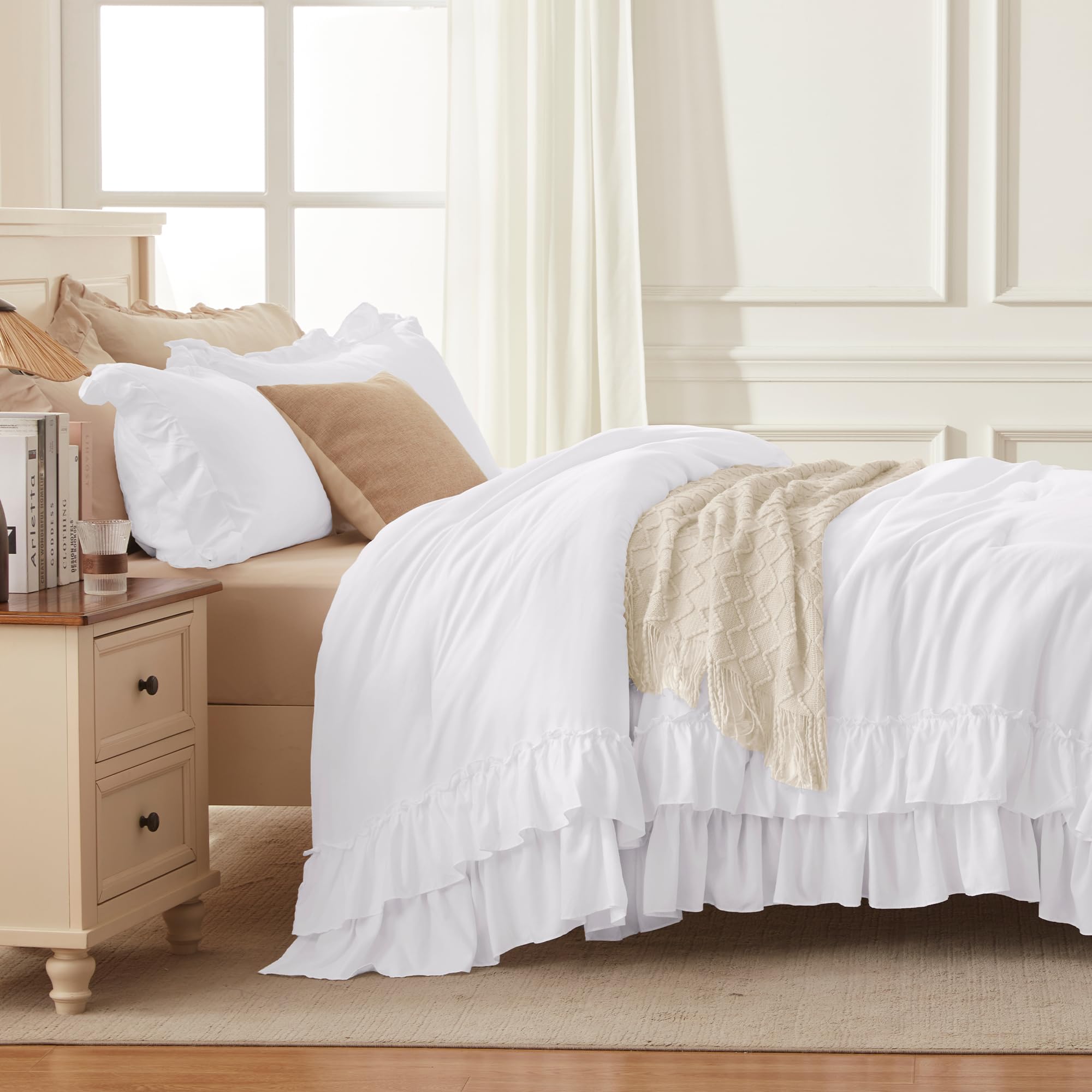 Andency shabby-chic-bedroom-setup pairs with white decor for a timeless vibe.