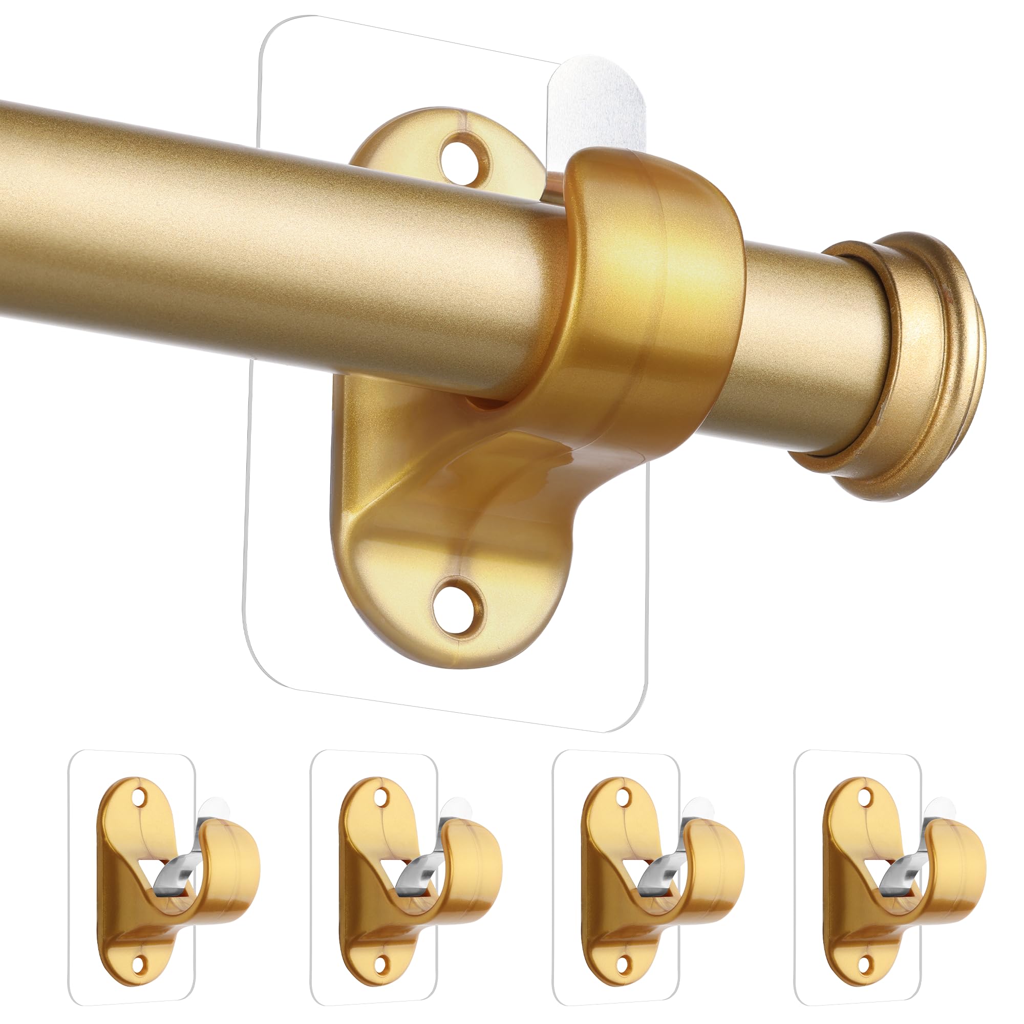 ANDGOO 10-pack no-drill curtain rod holders with adhesive pad for quick mounting.