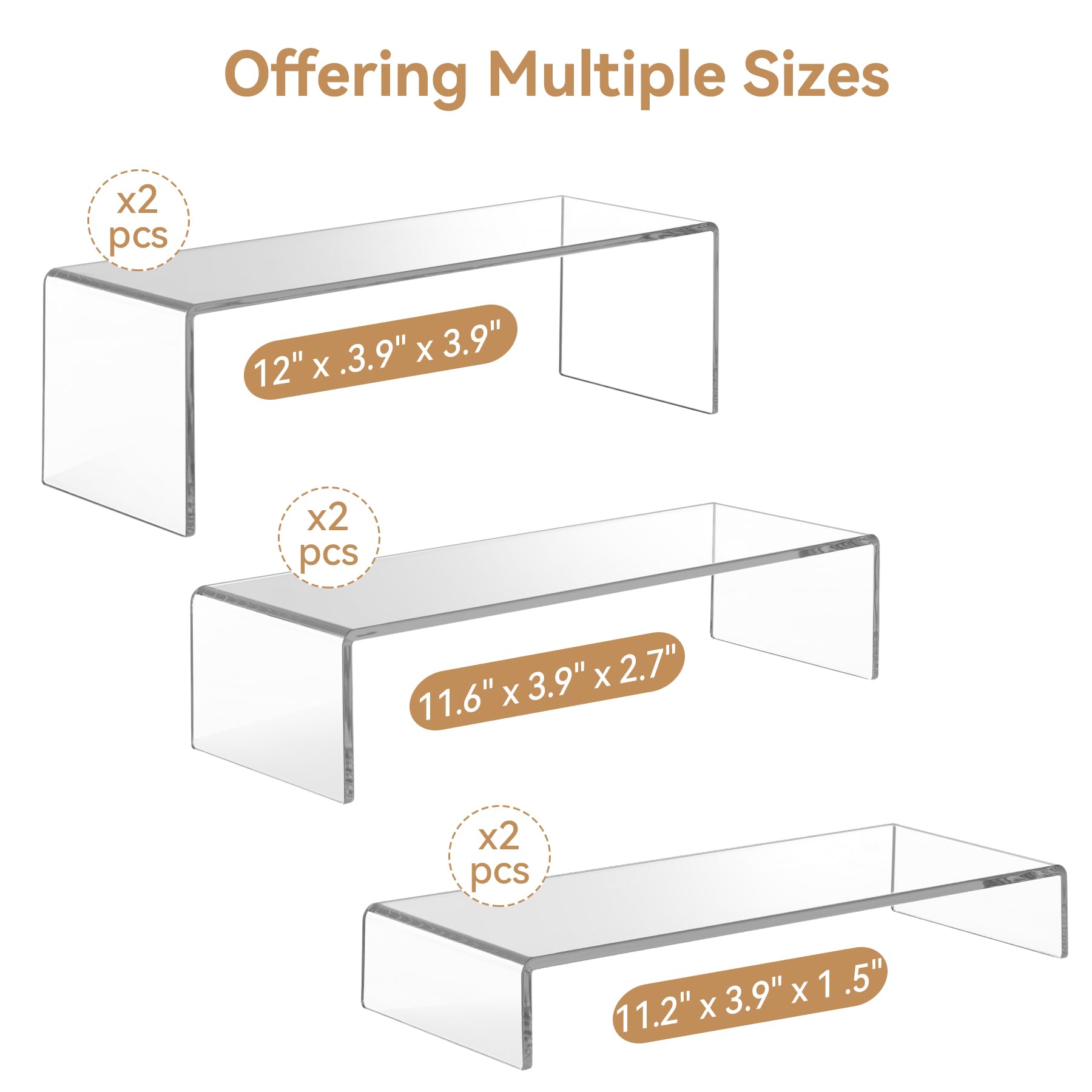 ANDGOO clear rectangular risers highlight jewelry with crystal clear visibility