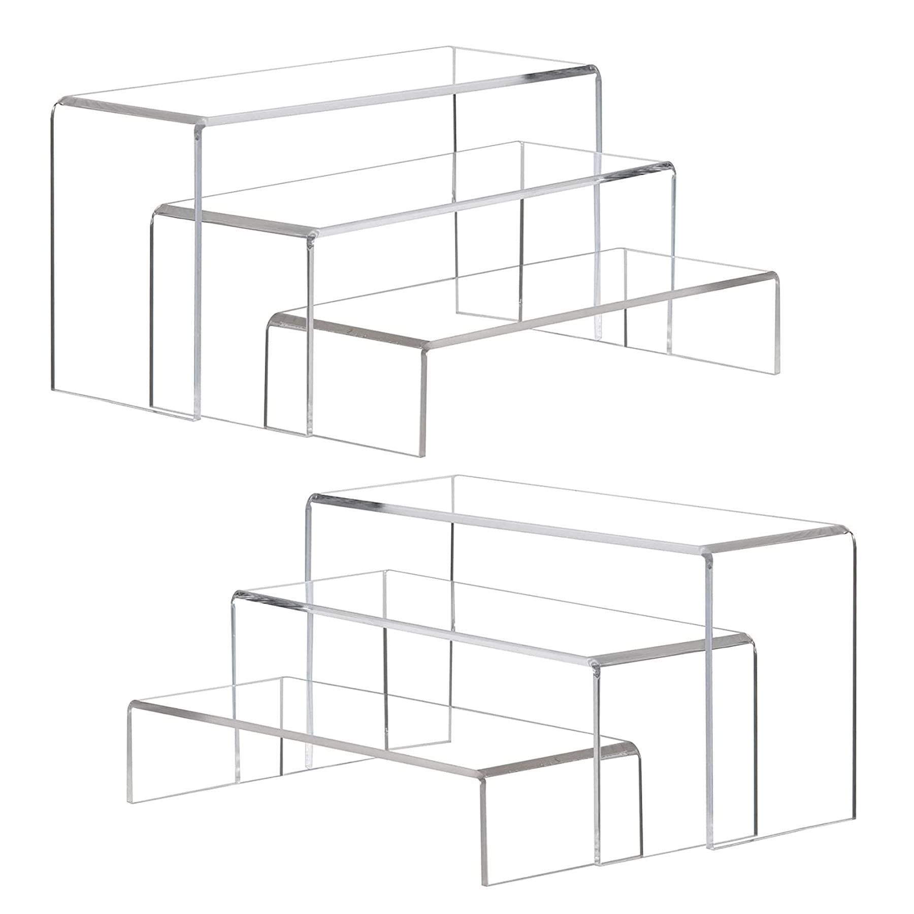 ANDGOO large acrylic display risers with three tiers create organized setups