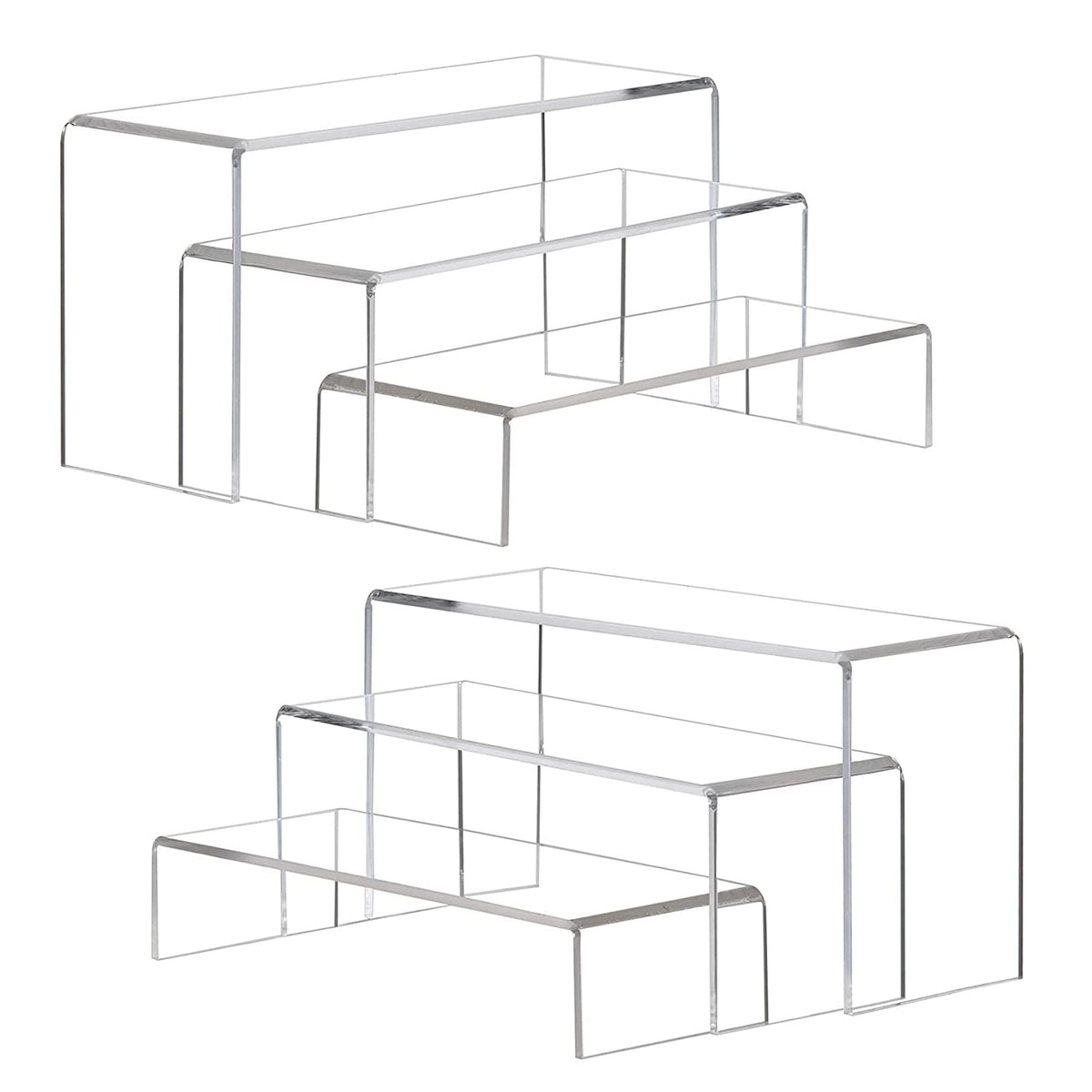 ANDGOO large acrylic display risers with three tiers create organized setups