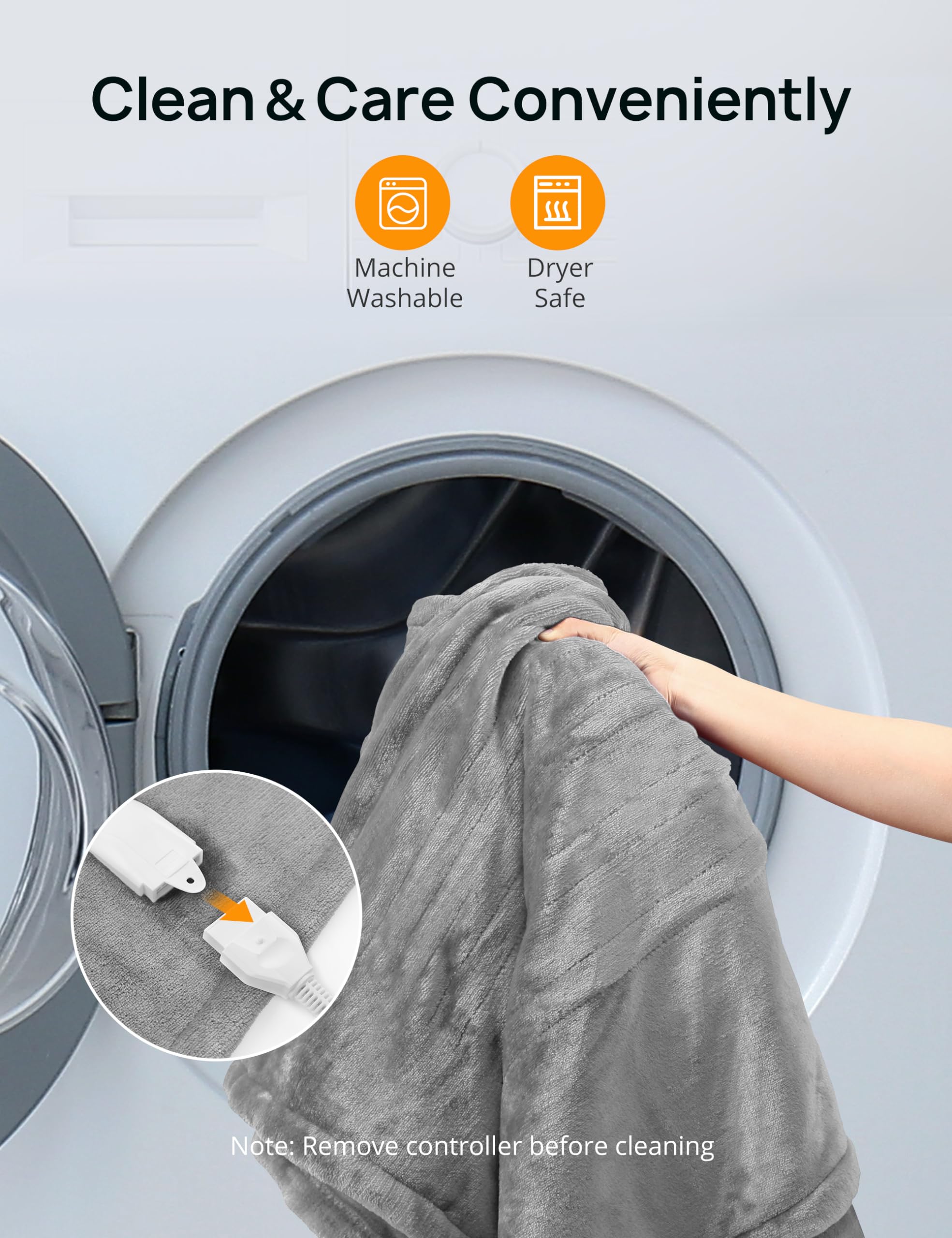 Andola machine washable blanket with detachable controller for easy care
