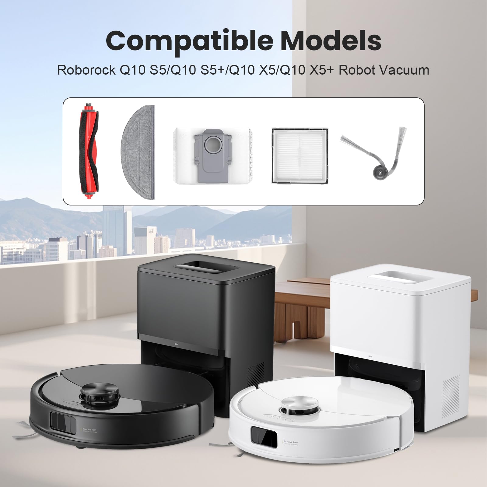 AnDongo Q10 arc side brush reaches corners for thorough cleaning.