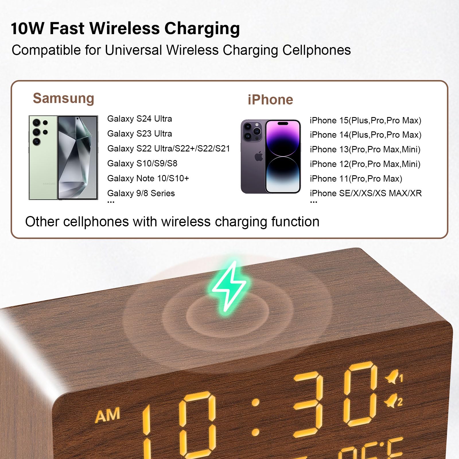 Andoolex dual alarm with snooze for flexible wake-up options.