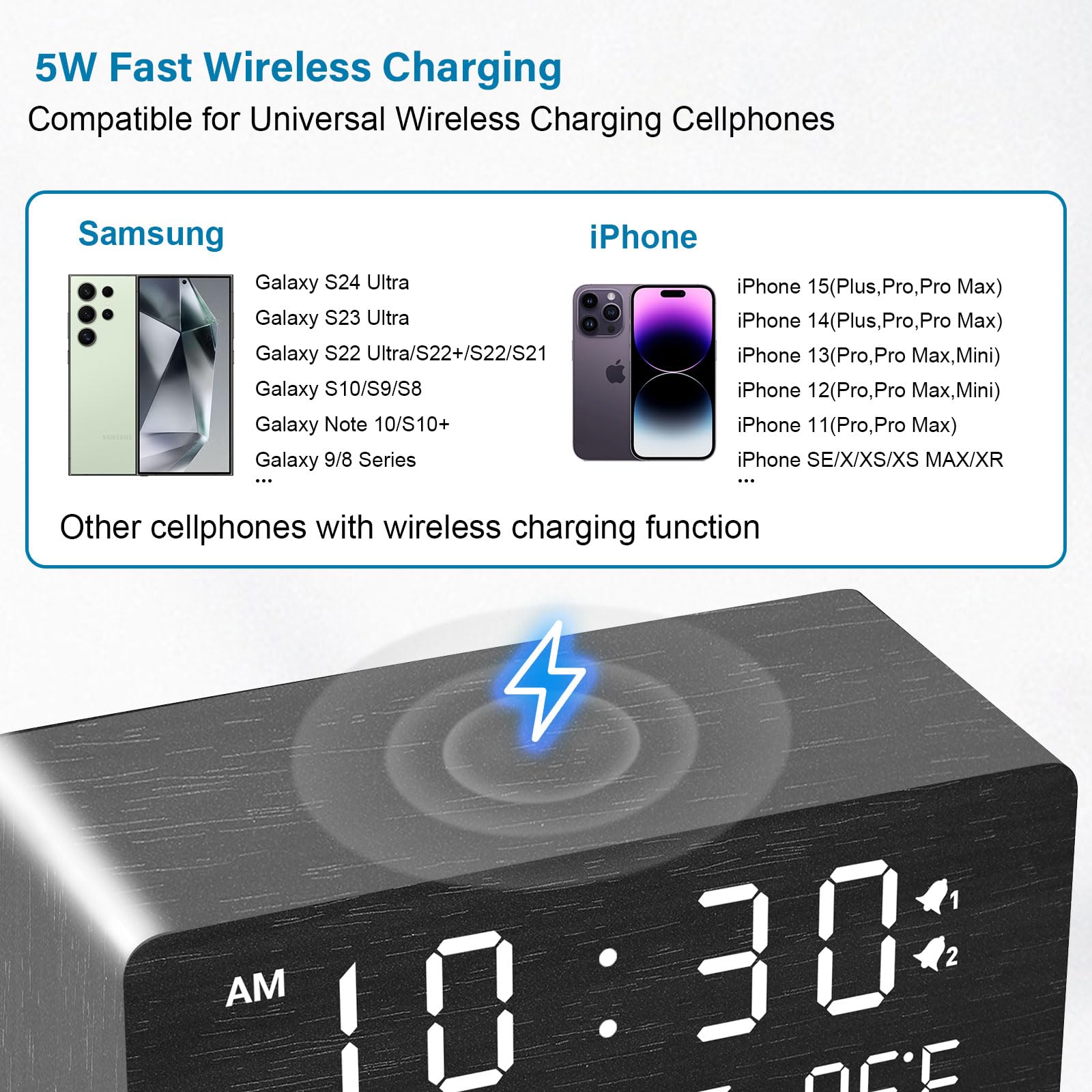 Andoolex wireless charging dock on bedside for convenient phone charging