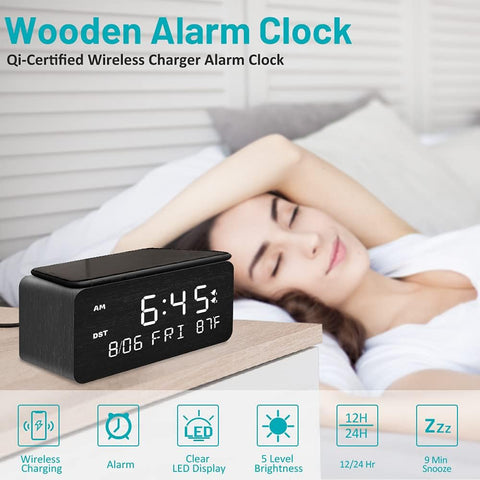 Andoolex wooden clock brightness control for comfortable night viewing
