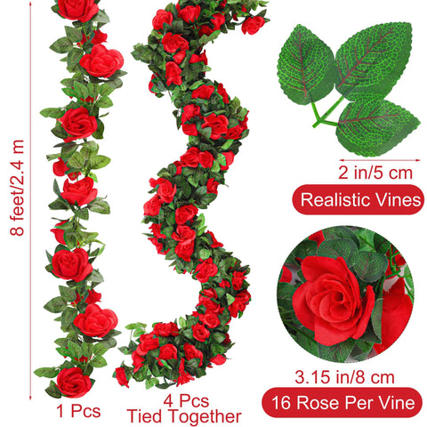 Close-up of Derby red roses on Aneco garland for realism.