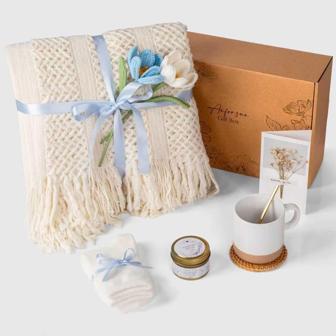Anforsun ceramic mug with spoon and coaster for relaxing mornings