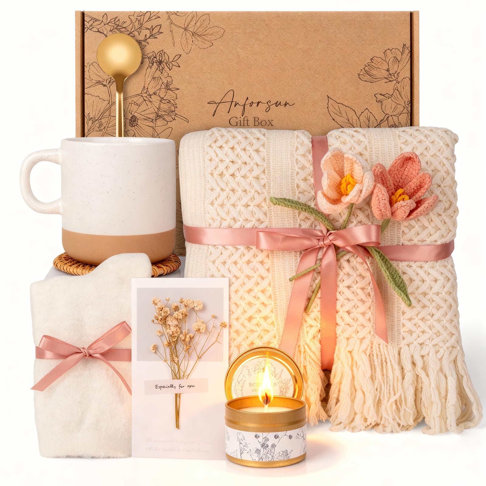 Anforsun luxury knitted tassel blanket, cozy warmth and stylish comfort for relaxing evenings.