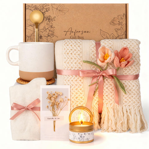 Anforsun luxury knitted tassel blanket, cozy warmth and stylish comfort for relaxing evenings.