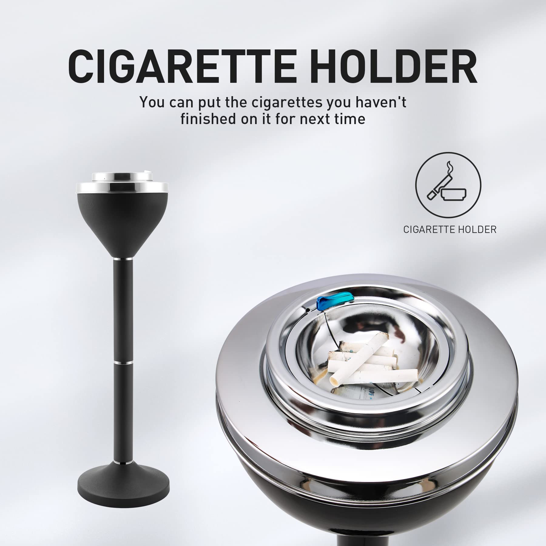 Anfrere ashtray lid and bottom container enable quick empties.