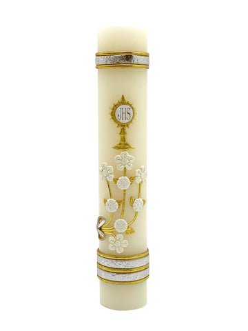 Angelitos de Mexico Blessed Light candle front view shows handcrafted devotion for a sacred ceremony.