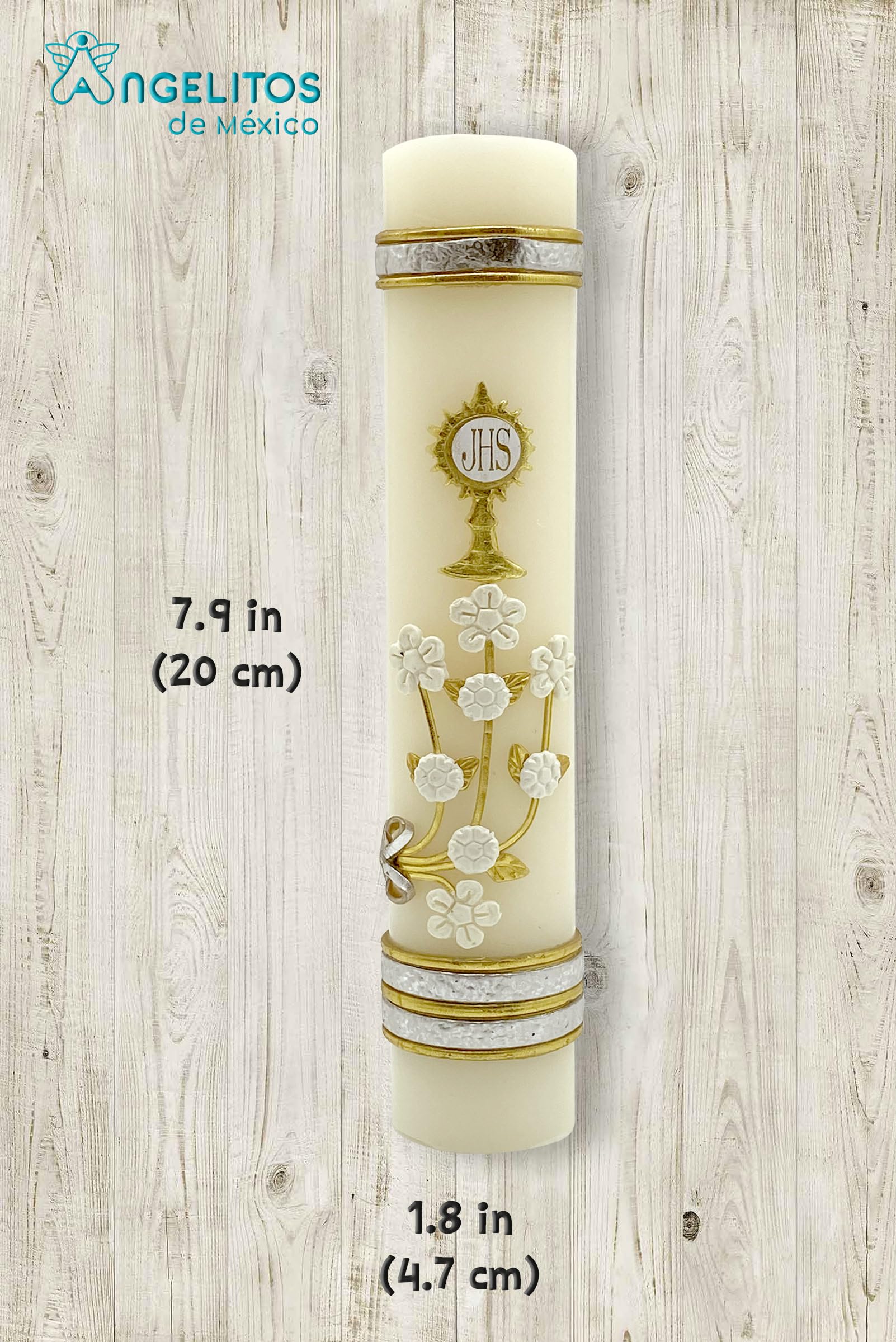 Angelitos de Mexico Handmade candle closeup reveals meticulous hand-poured details and quality.