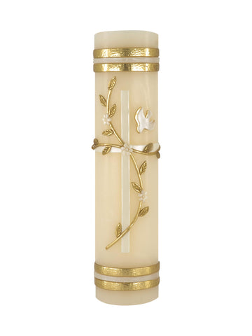 Angelitos de Mexico cross with flowers candle for baptism or confirmation lighting