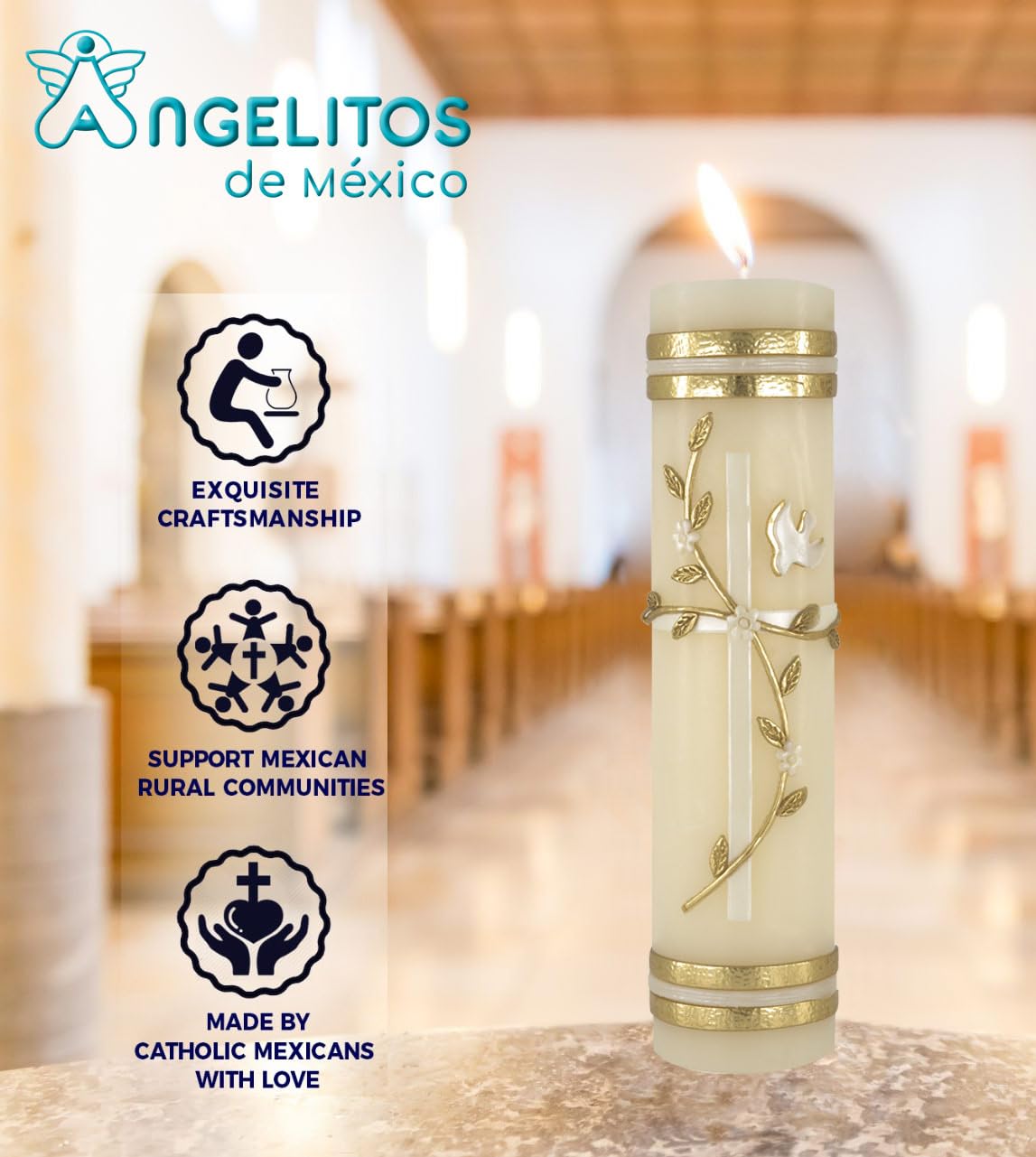 Angelitos de Mexico hand-poured devotional candle adds a handcrafted touch to prayers