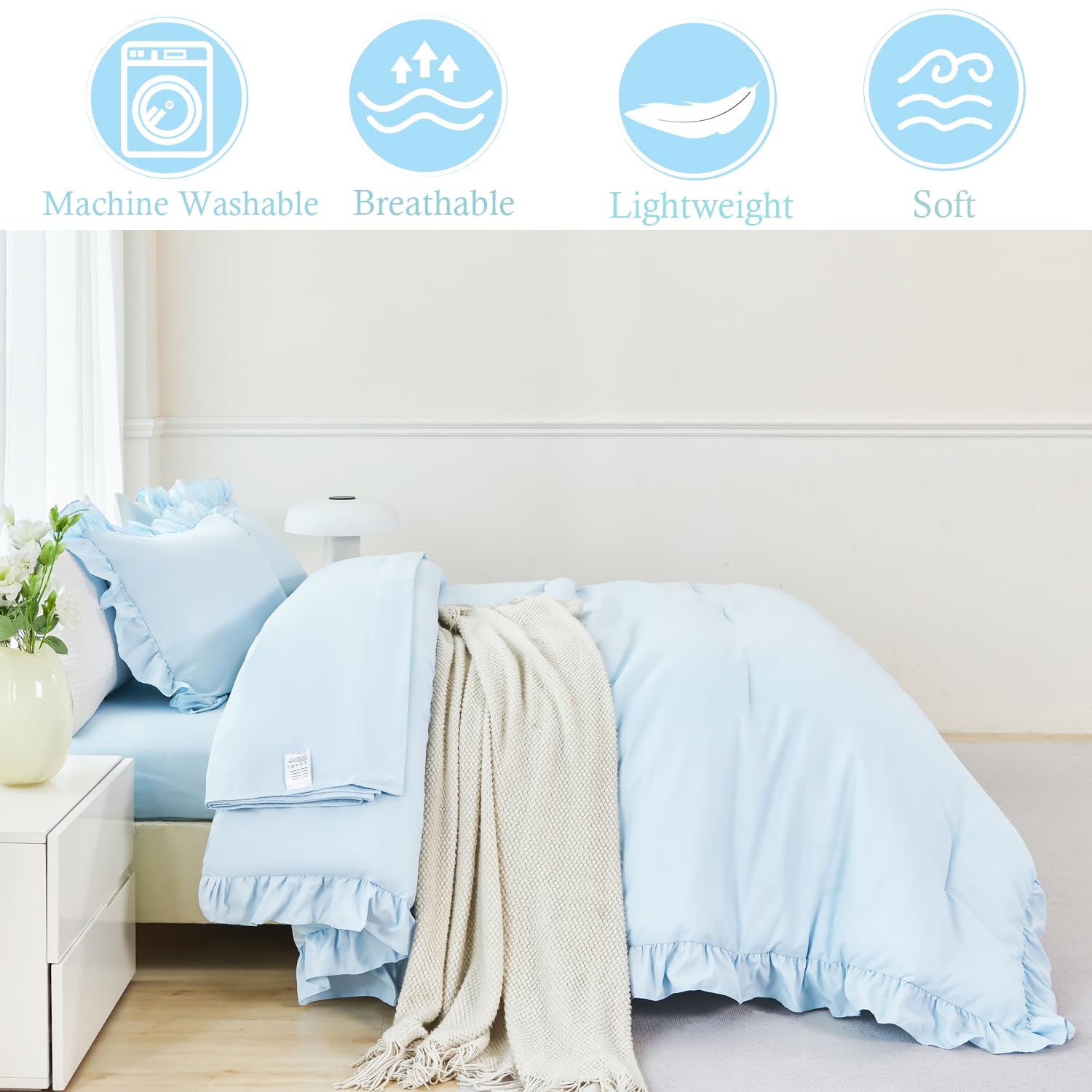 ANGIYUIN 5-piece twin set includes comforter, sheets, and pillowcases