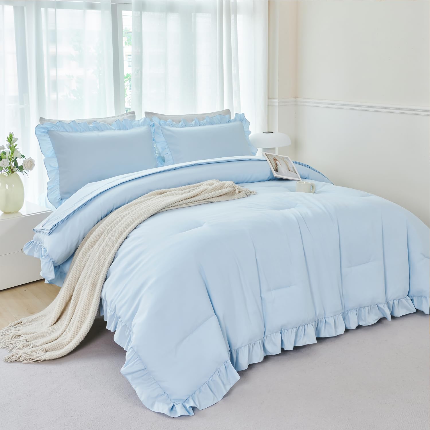 ANGIYUIN ruffled edge detail adds elegant texture to kids' bedding