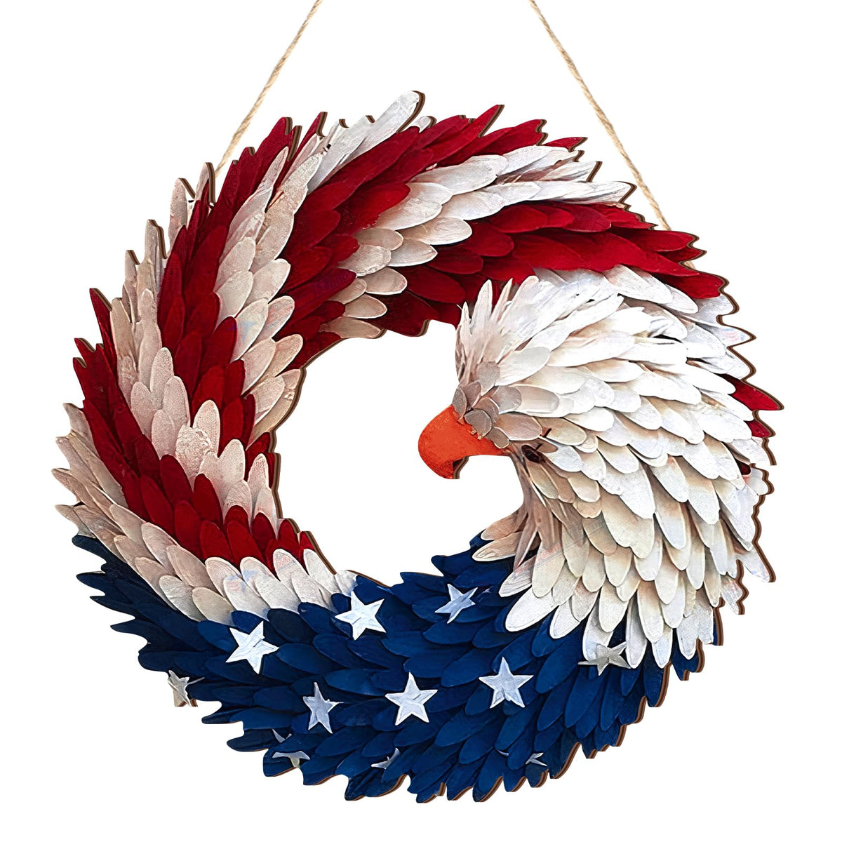 Anglechic eagle wreath door sign for Independence Day, ideal for front porch display.