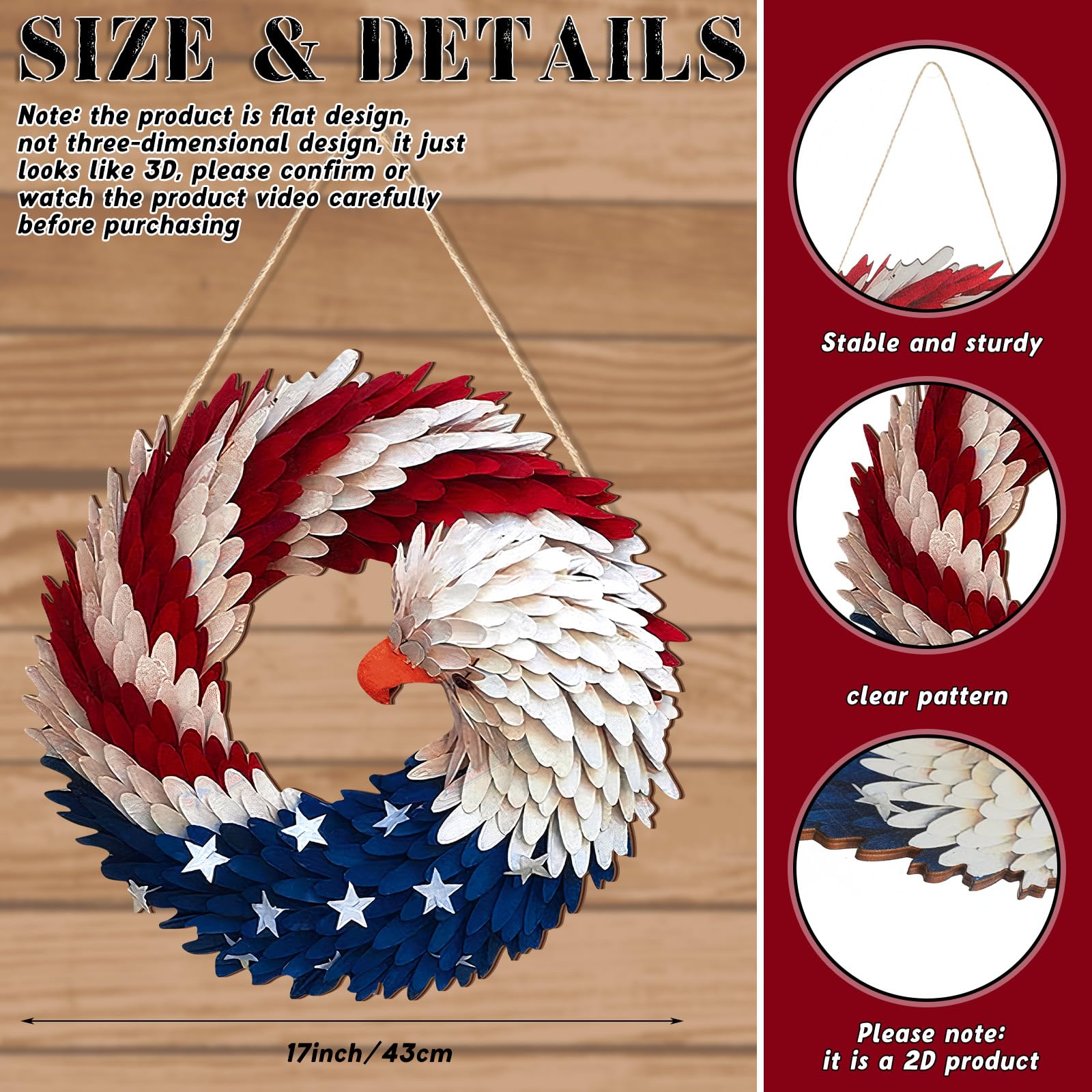 Anglechic independence day wooden door sign enhances entryway with patriotic flair.