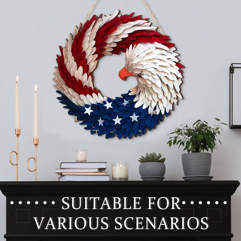 Anglechic patriotic wooden plaque door hanger, versatile for walls or doors.