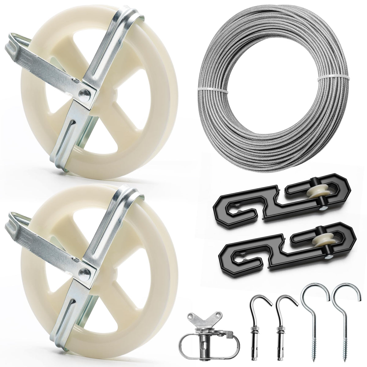 Anglekai Outdoor Clothesline Kit shows the 150ft line ready for large drying loads.
