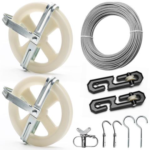 Anglekai Outdoor Clothesline Kit shows the 150ft line ready for large drying loads.