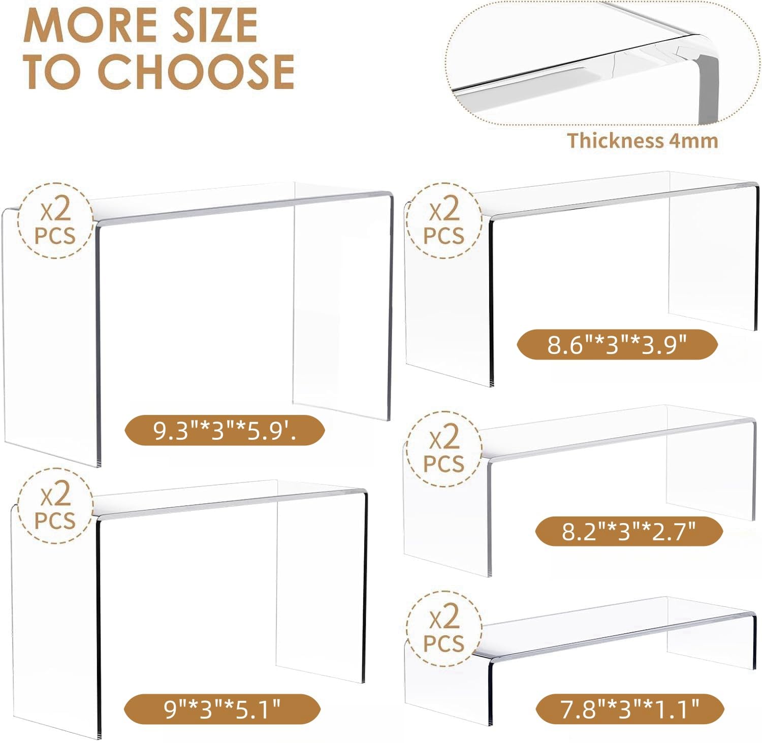 Anglelife 4mm acrylic clear riser offers durable, crystal-clear visibility