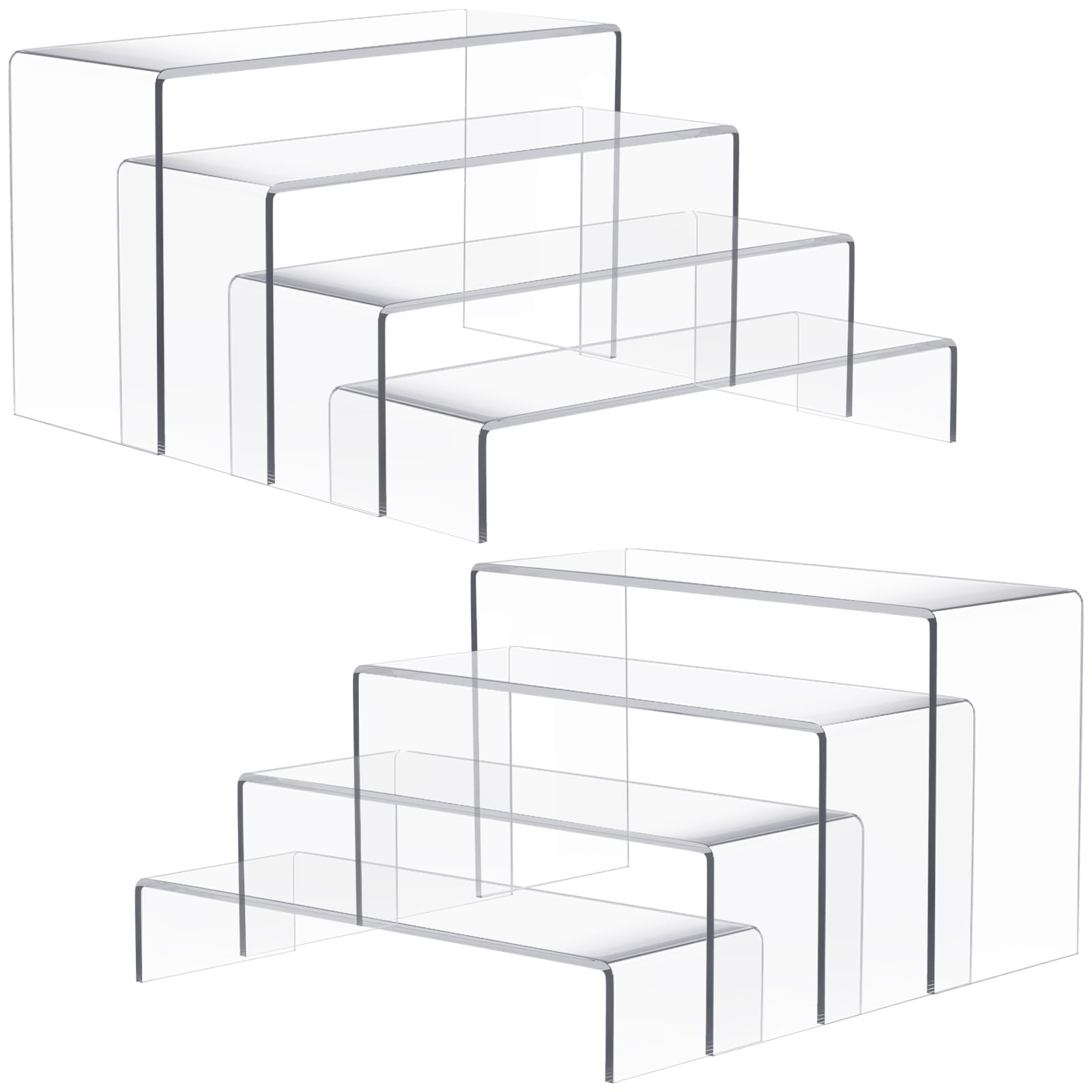 Anglelife eight-piece acrylic risers with wide surface for small items on display.