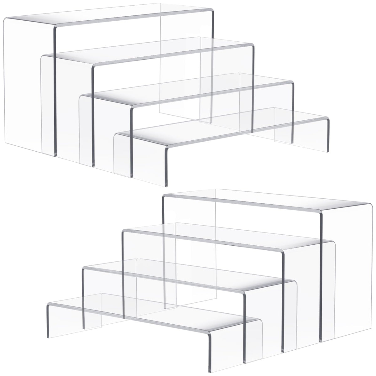 Anglelife eight-piece acrylic risers with wide surface for small items on display.
