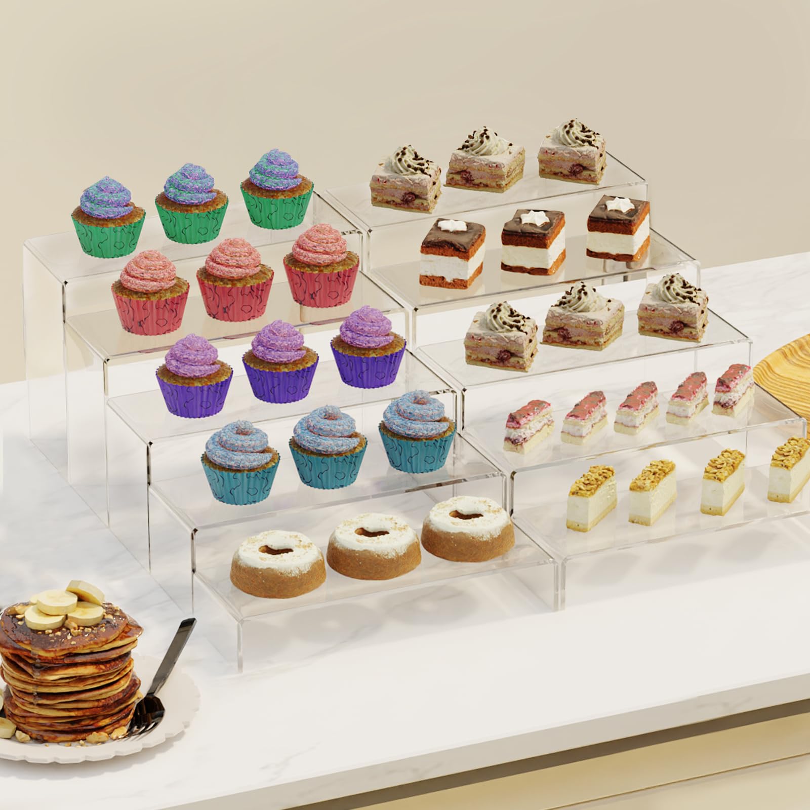 Anglelife jewelry and cosmetics showcase on transparent shelves