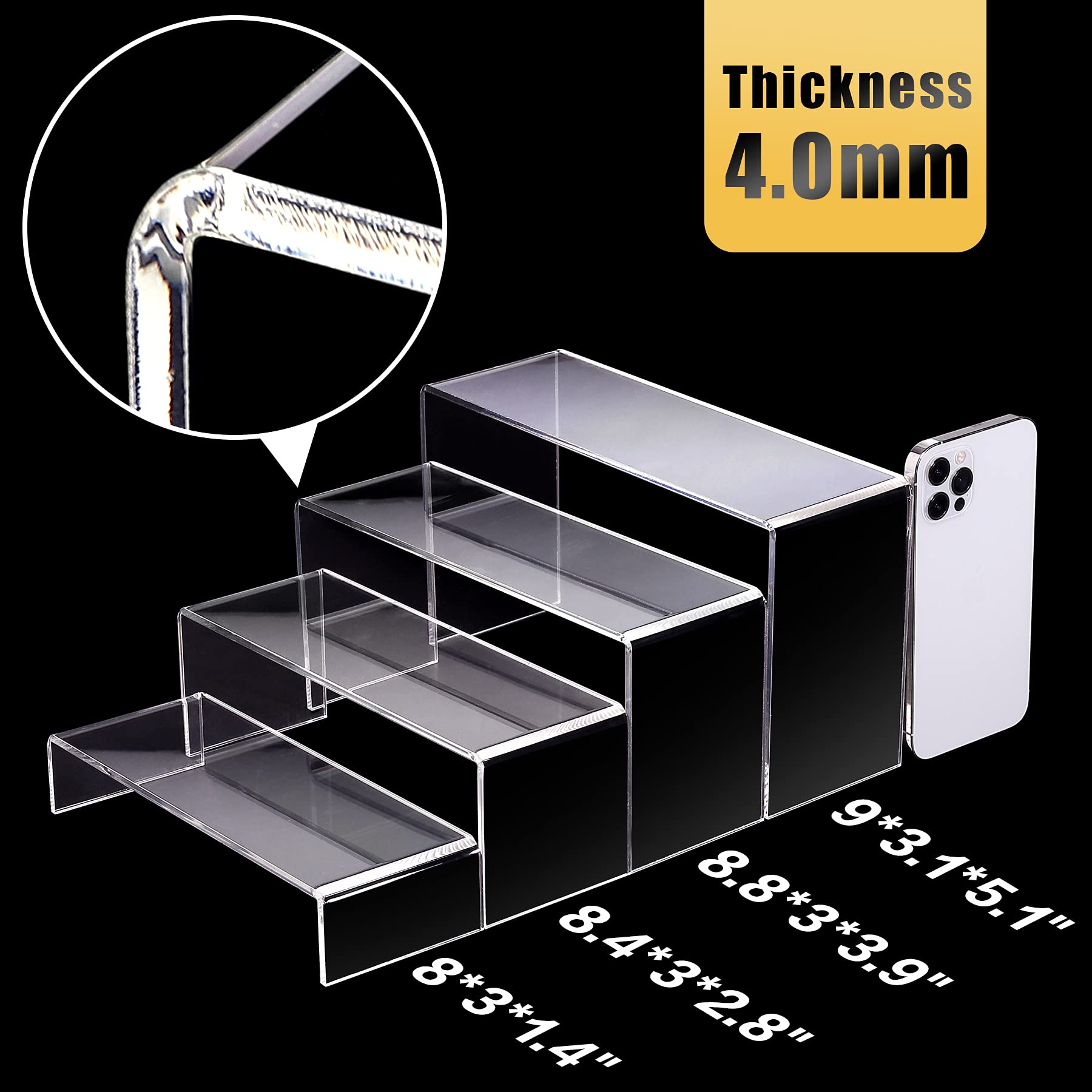 Anglelife large acrylic risers 8-inch tier setup ideal for collectibles