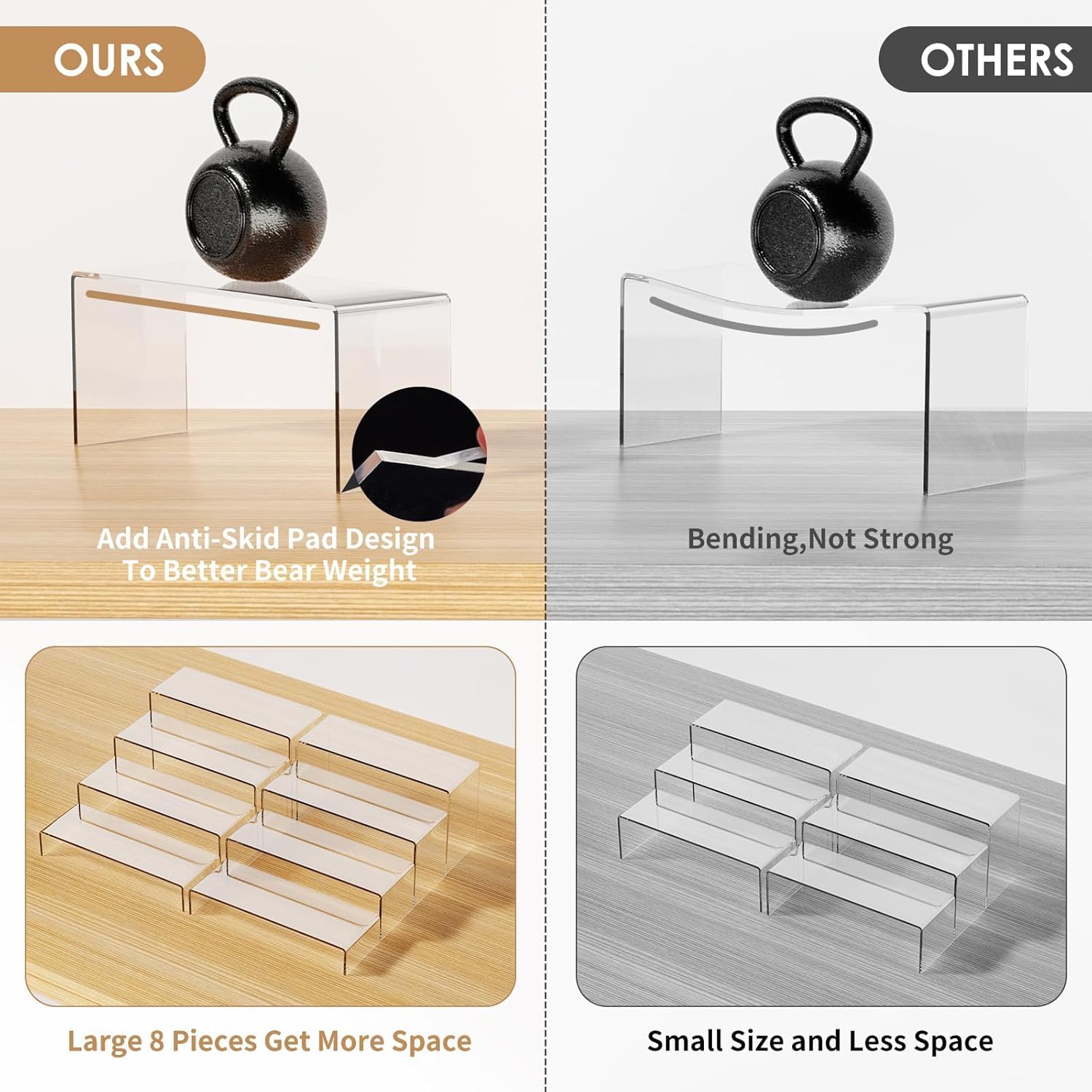 Anglelife large acrylic risers 9-inch display stack enhances retail presentation