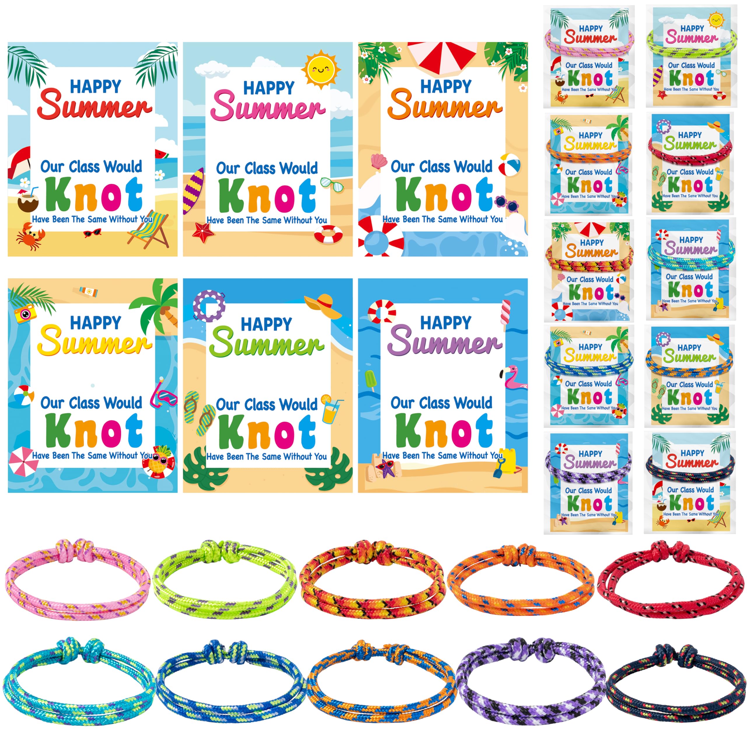 ANGOLIO end-of-year knot bracelets in neon colors for classrooms