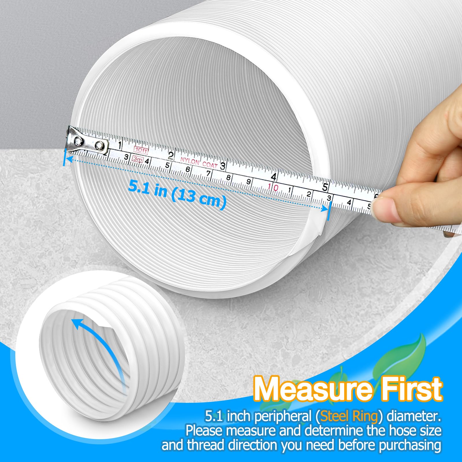 Angooni counterclockwise-thread hose showing universal threading for compatibility.