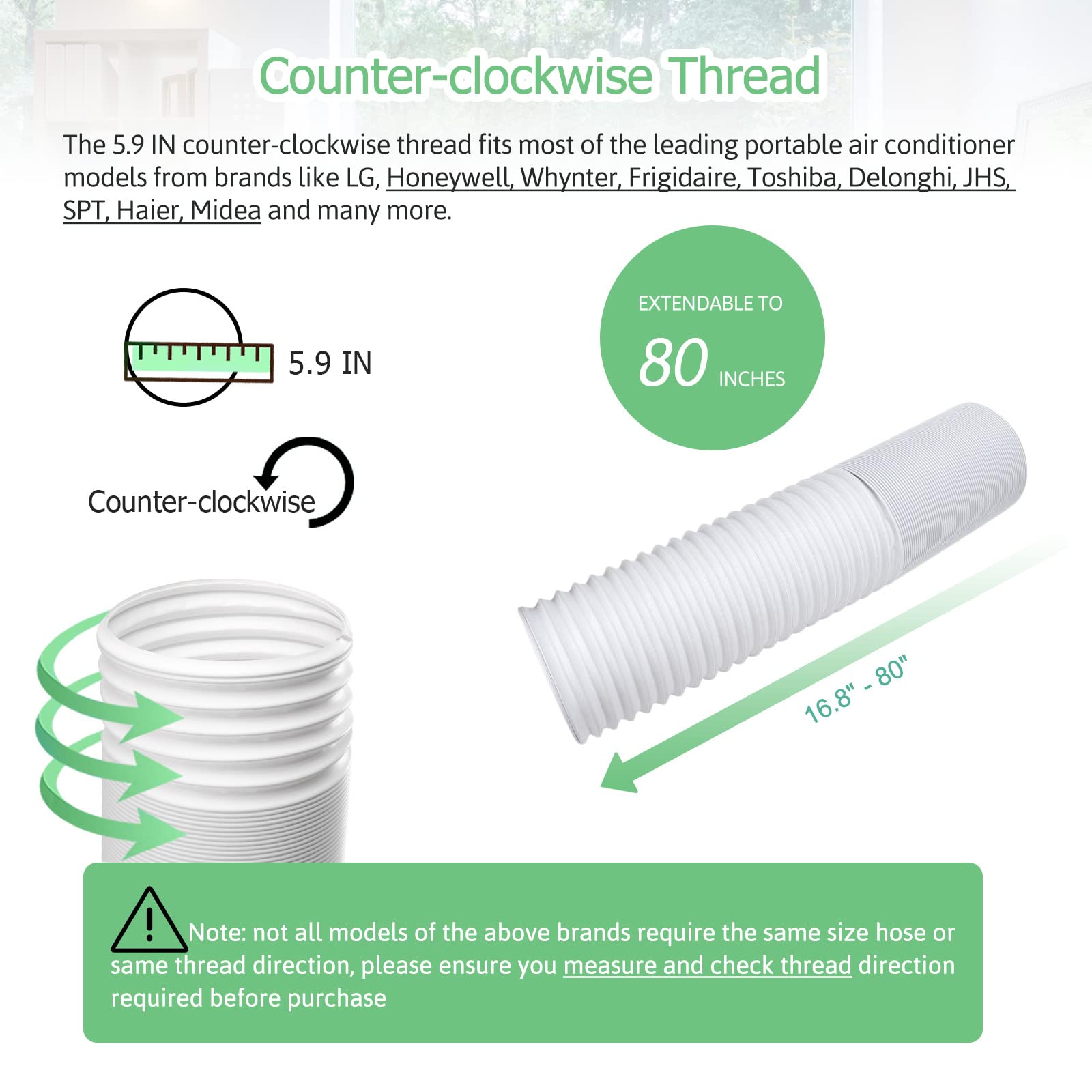 Angooni long-reach vent hose fits larger room setups.