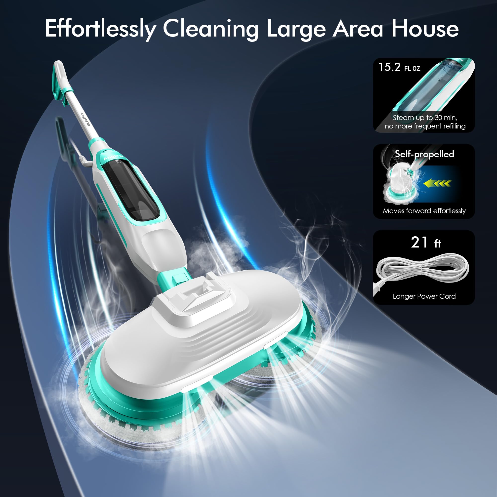Angtra mop with a 21ft cord for large rooms