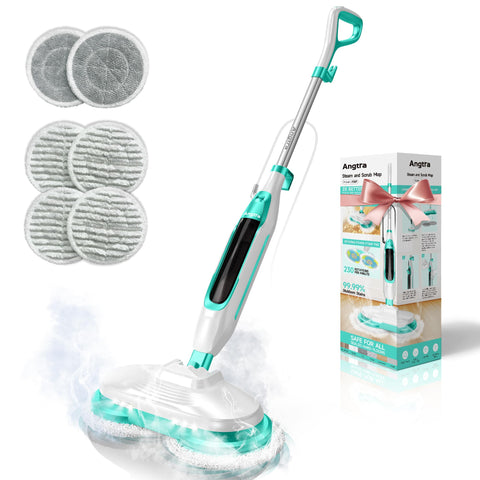 Angtra Scrubbing Steam Mop with LED headlights reveals hidden debris for precise cleaning