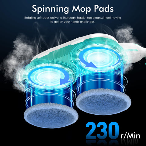 Angtra mop with rotating scrub pads lifts grime for deep cleaning