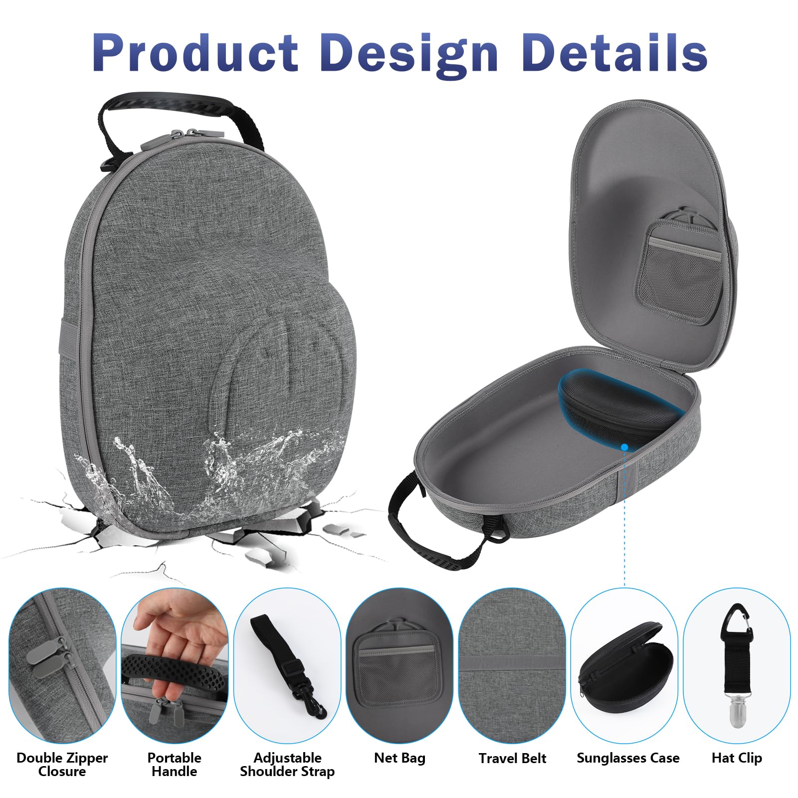 Anguu Hat Travel Case interior pockets keep small items organized.
