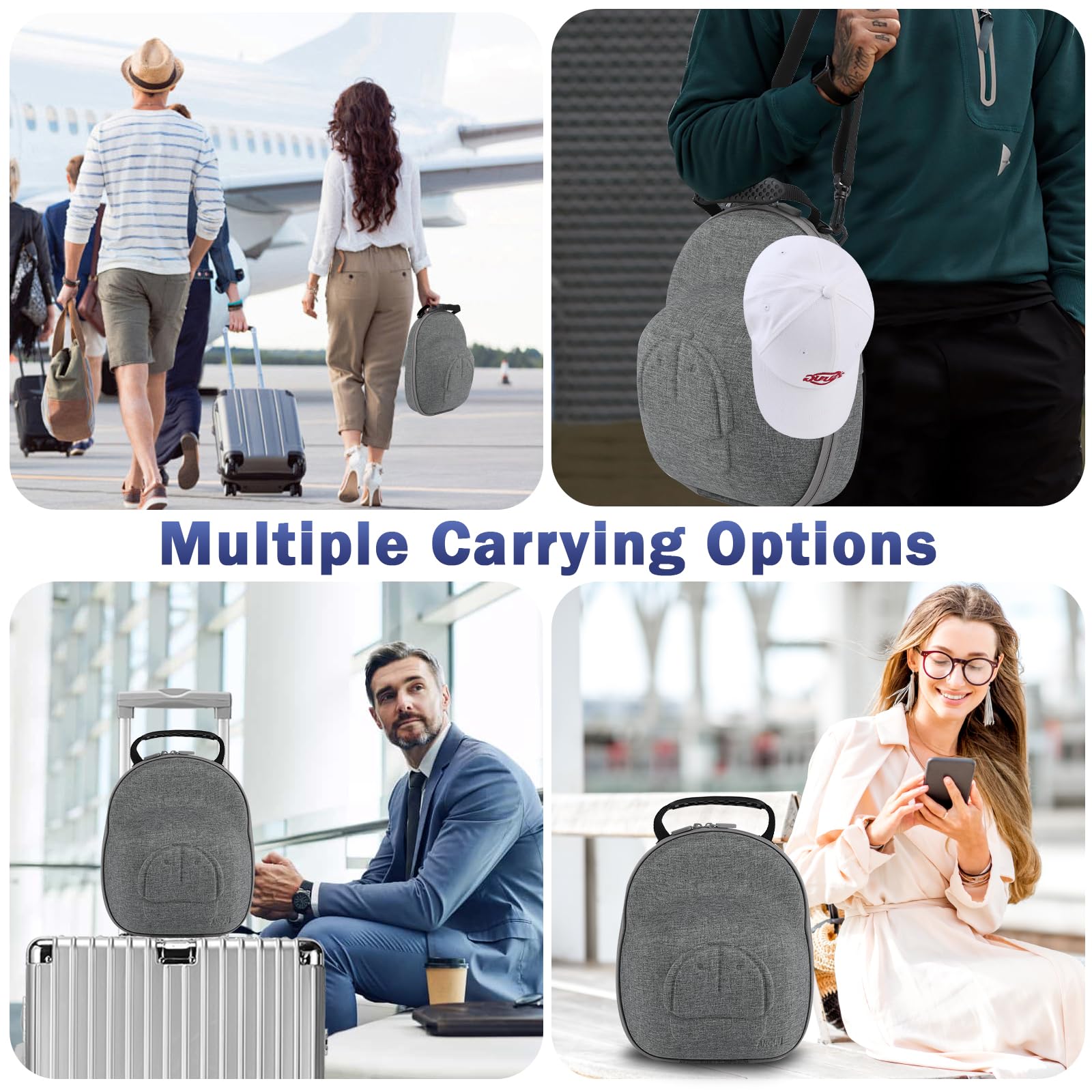 Anguu Hat Travel Case back strap fits suitcase handles.