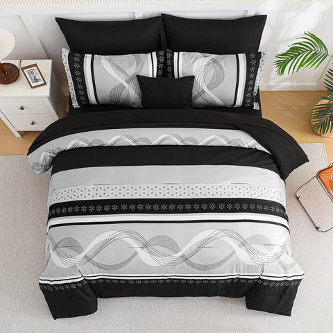 Anibedding Patchwork striped design close-up showing vibrant contrast for stylish bedroom.