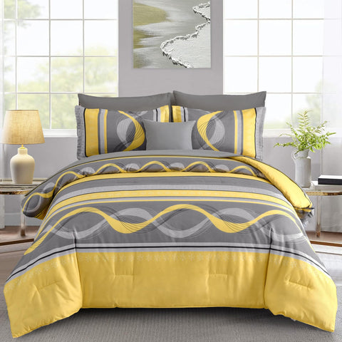 Anibedding Yellow Comforter Set king size with eight pieces included for all season use