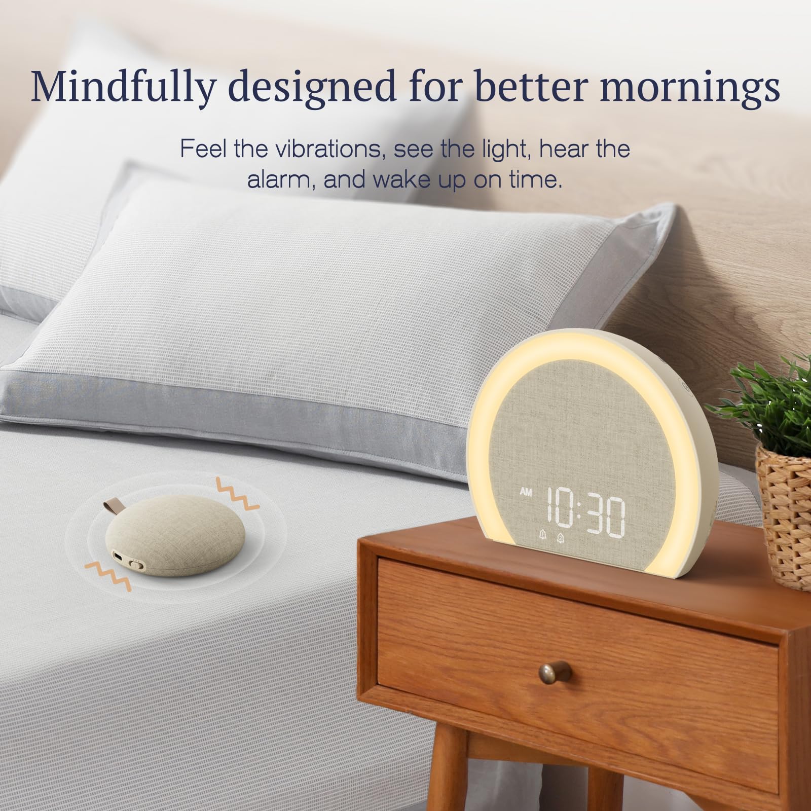 ANJANK alarm clock front-facing speaker delivers up to 112dB for easy wake-ups.