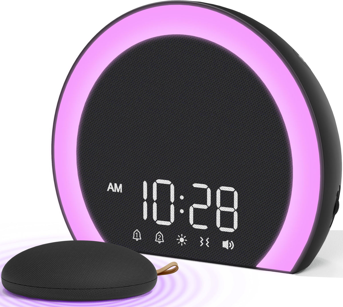 ANJANK Super Loud Alarm Clock front view with a powerful speaker for heavy sleepers.
