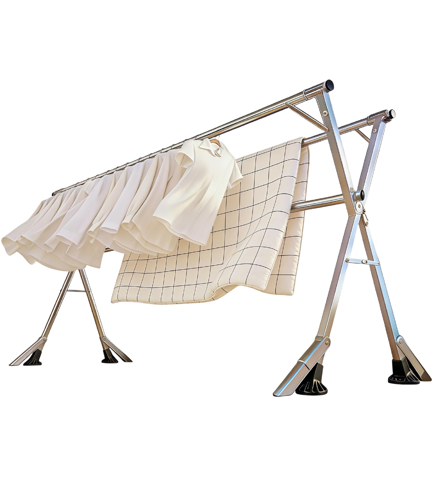 ANJIYP 95-Inch folding rack outdoors shows windproof stability for drying