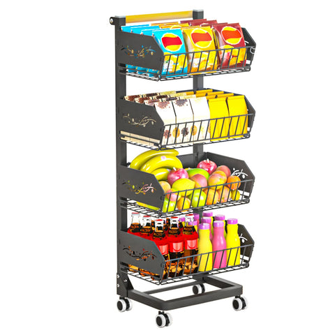 ANJUBAN heavy 4-tier snack cart with wheels for sturdy kitchen storage