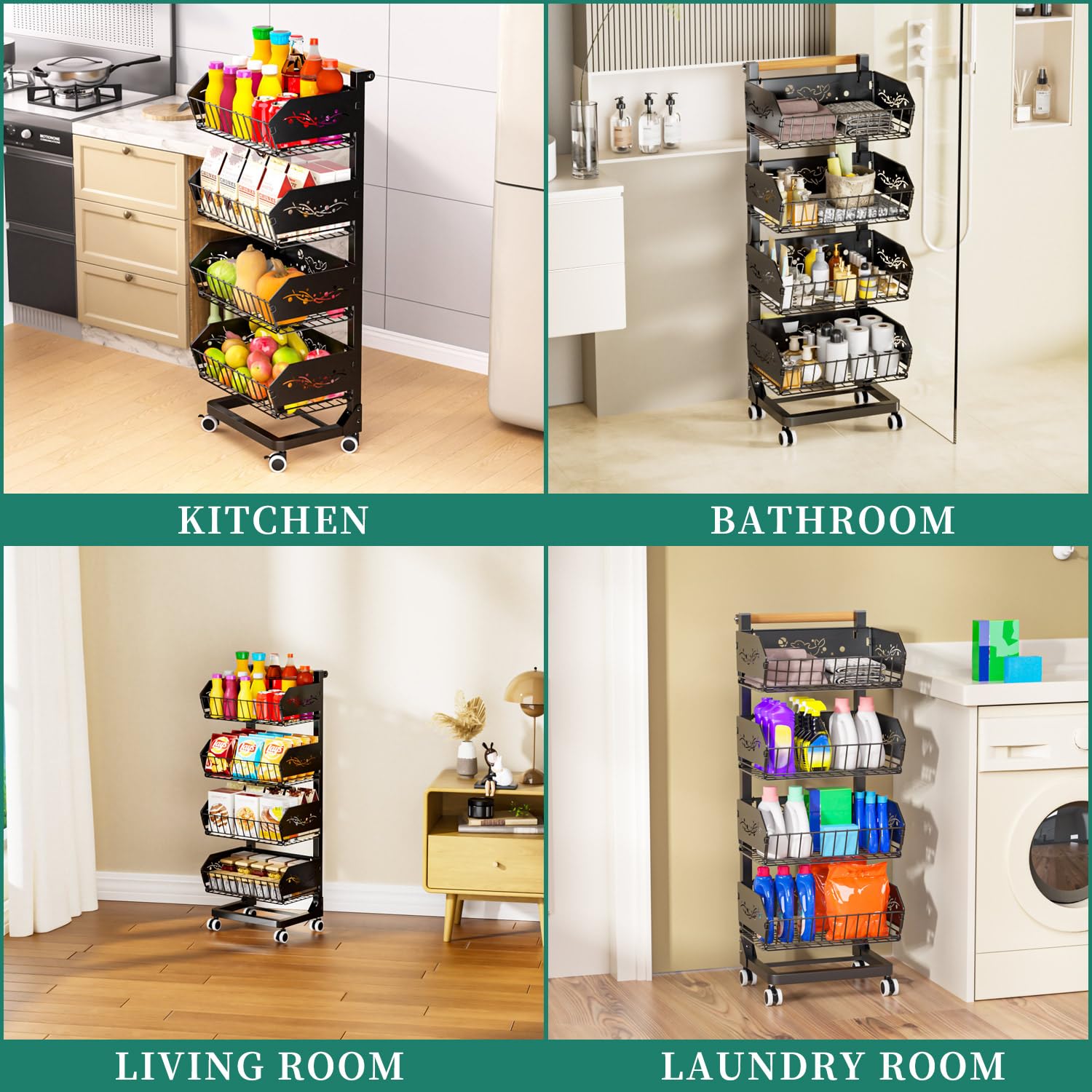 ANJUBAN multi-functional cart stores snacks, towels, toys, and more